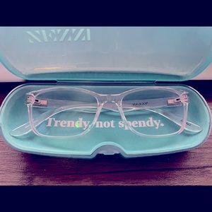 Zenni clear frame blue light blocking glasses.